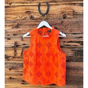 J.CREW | Sweet Tangerine Orange Fleur Eyelet Top M